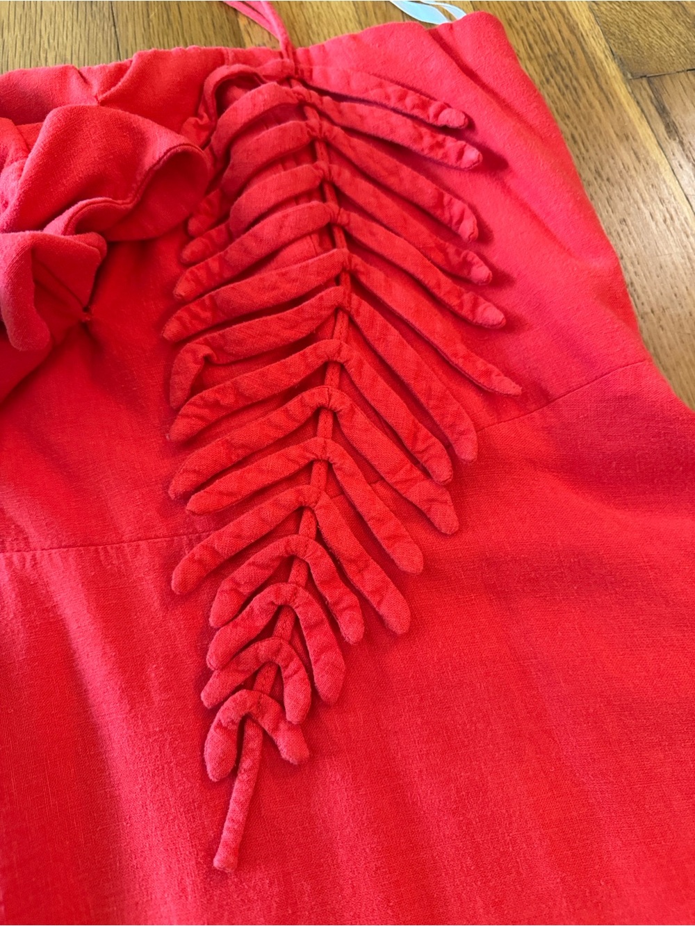 FARM Rio Red Floral-Appliqué Linen Dress Maxi Small - Picture 6 of 16